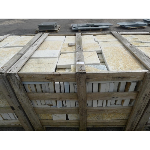 3288 - 1 wooden crate containing a quantity of various size limestone floor tiles - contains approx 18-20 s... 