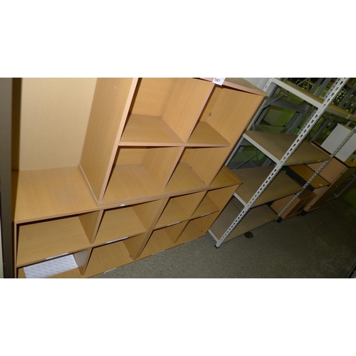 1061 - 3 small wood effect shelf units