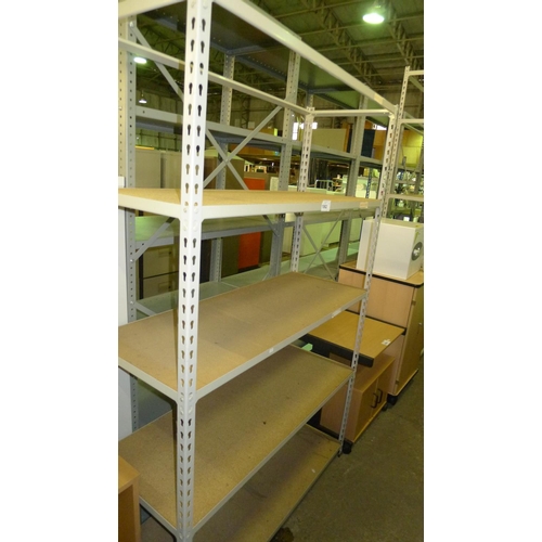 1062 - 1 bay of grey metal boltless stores type racking with chipboard shelves