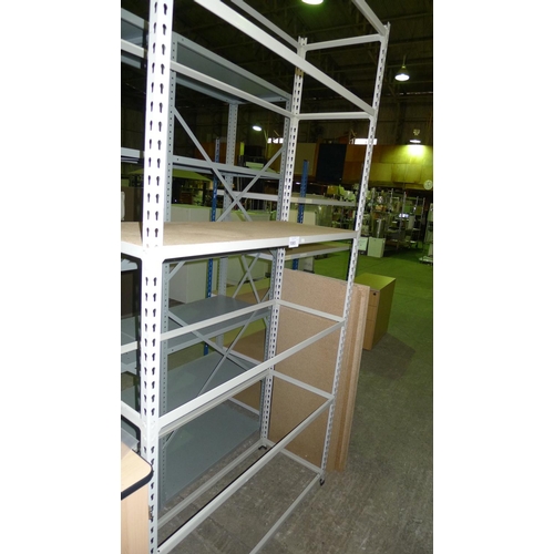 1065 - 1 bay of grey metal boltless stores type racking with chipboard shelves