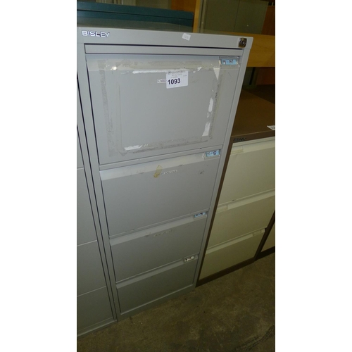 1093 - 1 grey metal 4 drawer filing cabinet