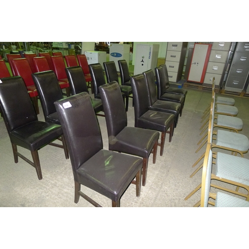 1732 - 6 brown upholstered dining chairs