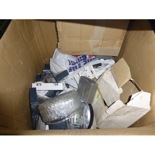 2183 - 1 box containing a quantity of various items including lights, switches, socket fronts, TV sockets e... 