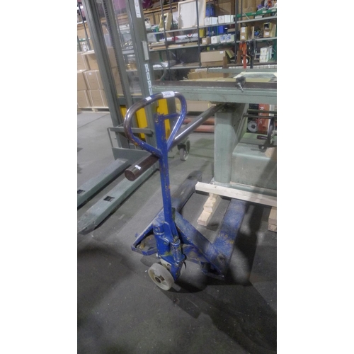 3008 - 1 set of blue painted pallet trucks