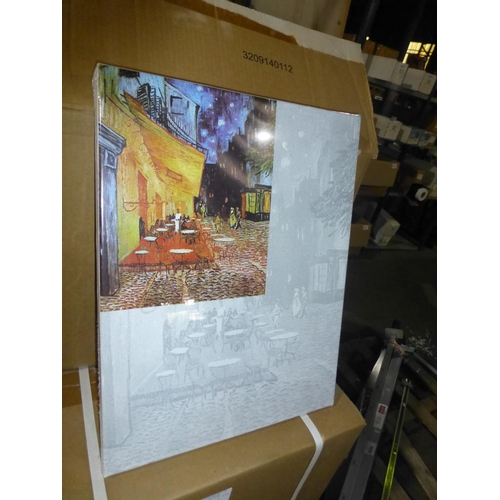 3039 - 80 preprinted self colour canvases 14 inches x 18 inches Van Gogh Street Cafe Scene, hard tulip wood... 