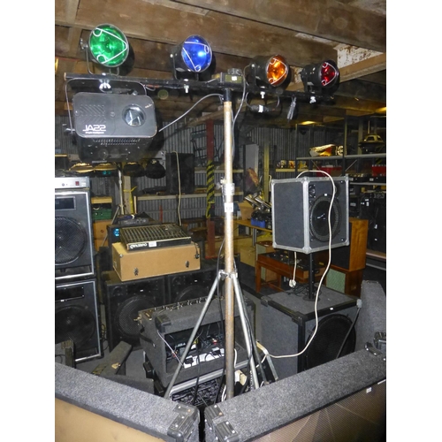 131 - A complete disco system including a Peavey CS 800 400w x 400w power amp, various lights, twin CD pla... 