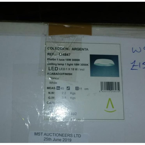 282 - 1 white ceiling lamp type argenta RRP £158.99