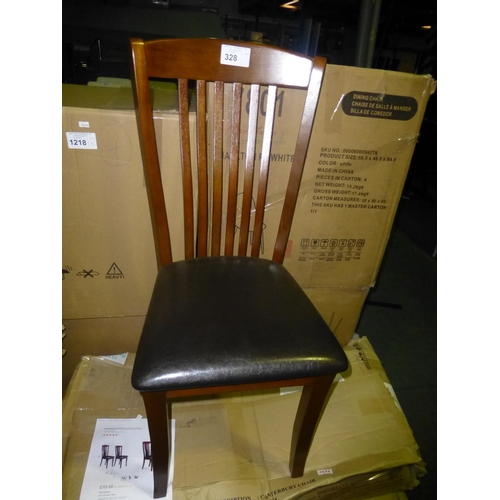 327 - 4 solid wood dining chairs with brown upholstered seat pads by Marlow Home type Arenberg RRP over £2... 