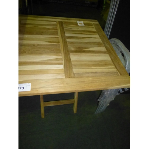 373 - 1 square wooden garden table RRP £106.99