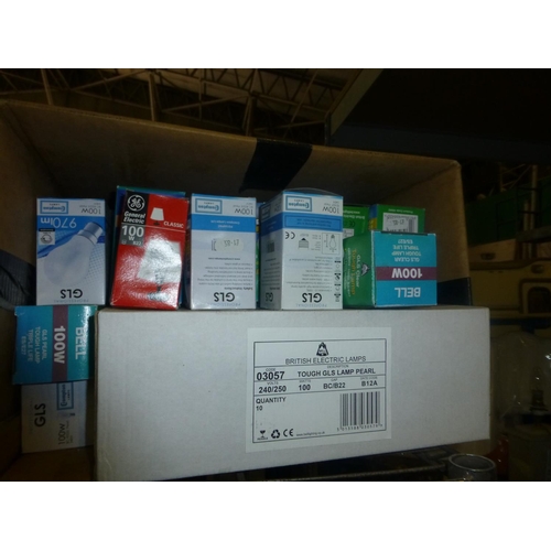 1317 - A quantity of various light bulbs. Contents of 3 shelves