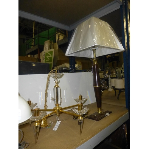 1325 - 1 Impex optical glass chandelier RRP £728, 1 other chandelier type light and 2 table lamps (non matc... 