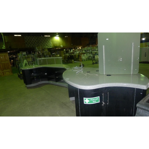 1851 - One large cafe counter type unit which is foldable, mobile, and comes with glass shelves, a sink, bo... 