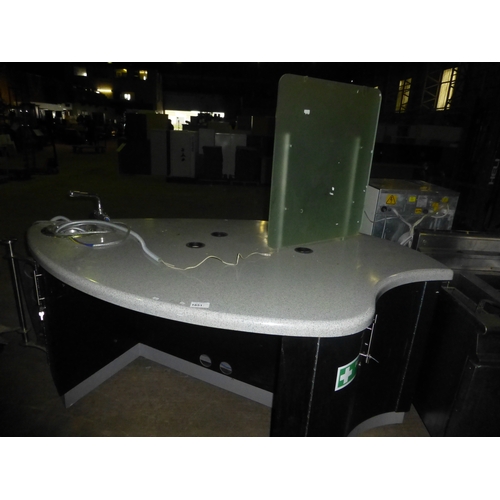 1851 - One large cafe counter type unit which is foldable, mobile, and comes with glass shelves, a sink, bo... 