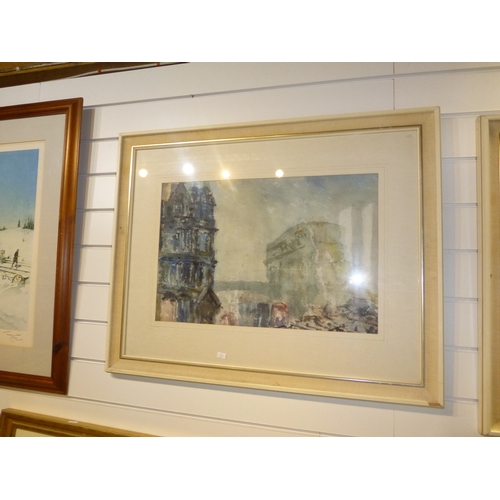 566 - 2 framed watercolours of buildings