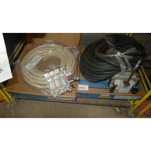 2018 - A quantity of precision tubing and 2 electrical switches / fuse units. Contents of one shelf