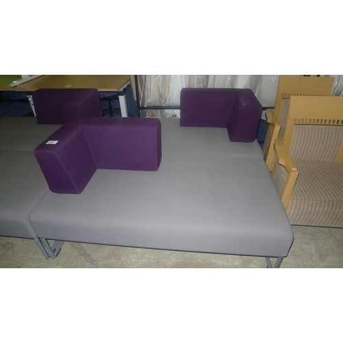 1080 - 2 grey / purple upholstered reception seats