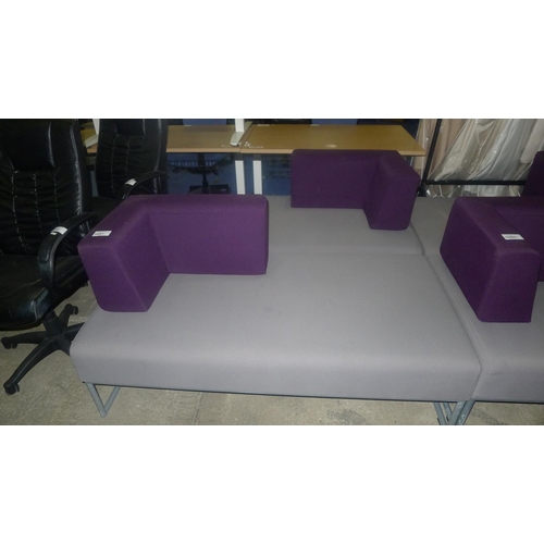 1081 - 2 grey / purple upholstered reception seats