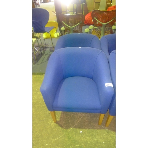 1094 - 2 blue upholstered tub type chairs