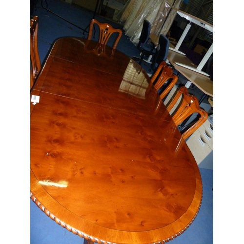 1126 - 1 reproduction dining suite comprising of an oval centre extending dining table with 6 chairs, 1 hi-... 