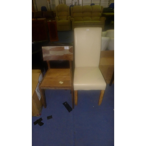 1221 - 1 cream high back dining chair RRP £82 and 1 other wooden chair