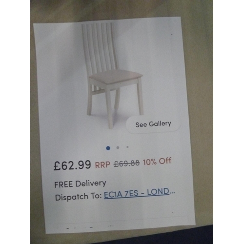 1219 - 2 white slat back dining chairs RRP £62 each