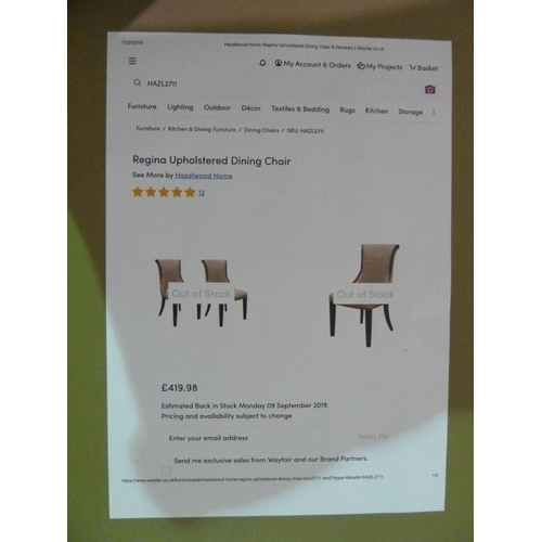 1229 - 2 Regina dining chairs RRP £209 each