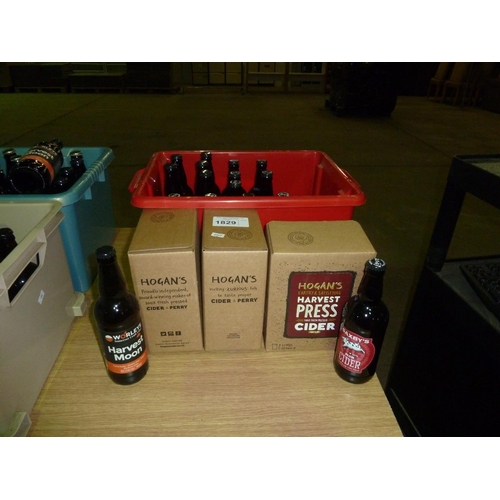 1829 - 16 bottles of craft cider and and three boxes of Hogan's 3L craft cider