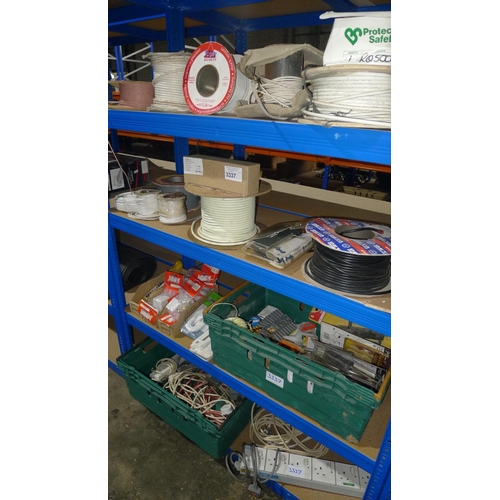 3337 - A quantity of various items including electrical and other cable, a plug board, extension leads, 2 w... 