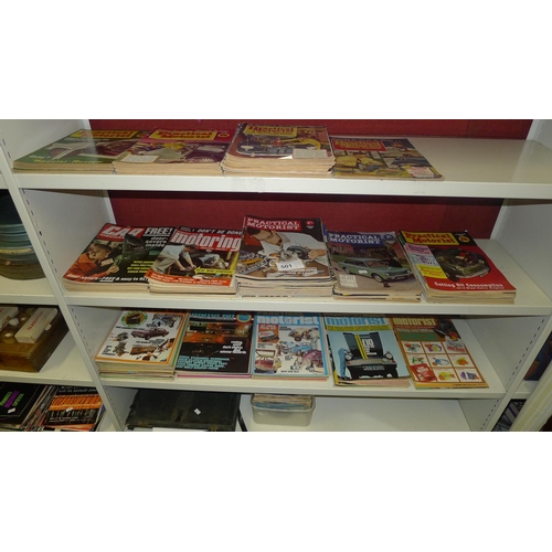 501 - A quantity of vintage motoring magazines, (3 shelves), practical Motorist & car mechanics etc from 1... 