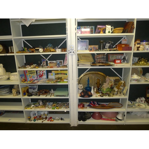 520 - A large quantity of miscellaneous ornaments, household chinaware, trinkets, children's games etc (12... 