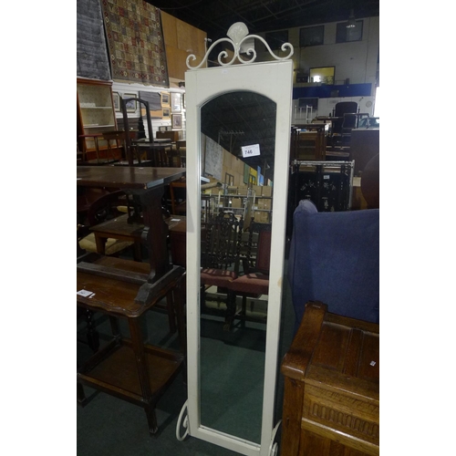 746 - A white frame Cheval mirror