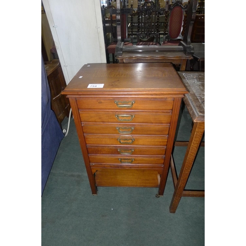 754 - A mahogany 6-drawer music cabinet