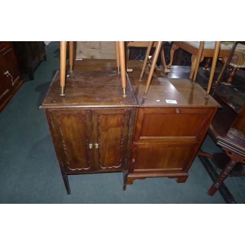 762 - A mahogany bedside cabinet and oak bedside cabinet