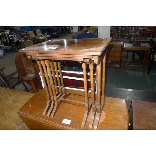 769 - Nest of 3 mahogany coffee tables with spindle turned legs