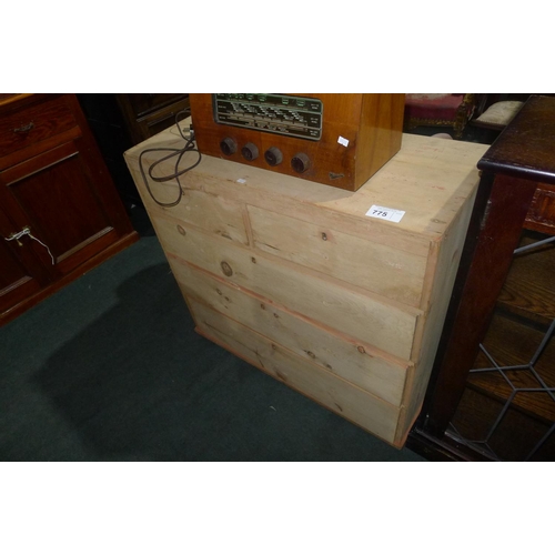 775 - A pine chest of 2 short and 3 long drawers