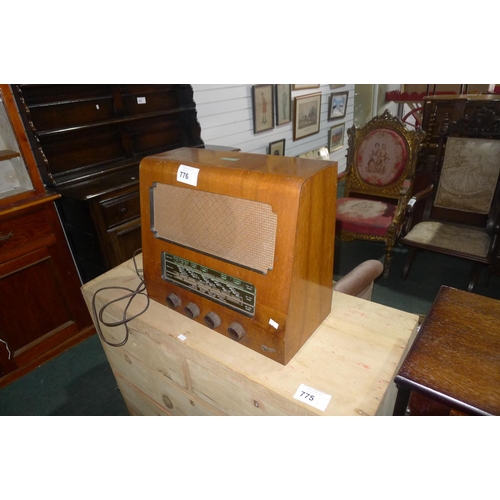 776 - A 1950s vintage Marconi mains radio wooden case