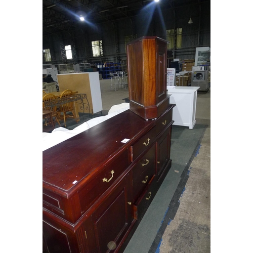 82 - 1 dark wood sideboard with 6 drawers / 2 doors & 1 low dark wood corner cabinet