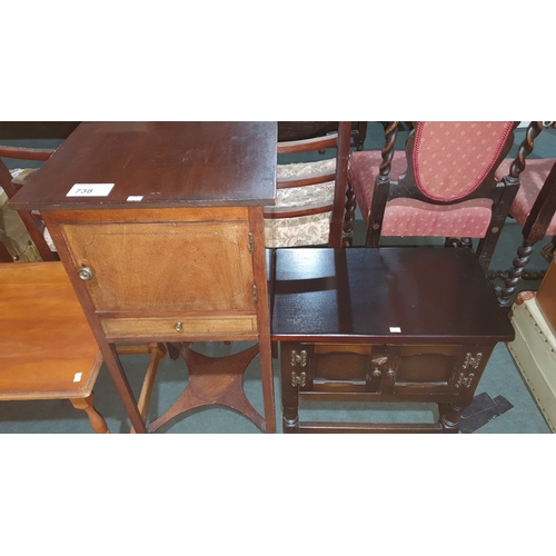 738 - An Edwardian inlaid mahogany bedside cabinet