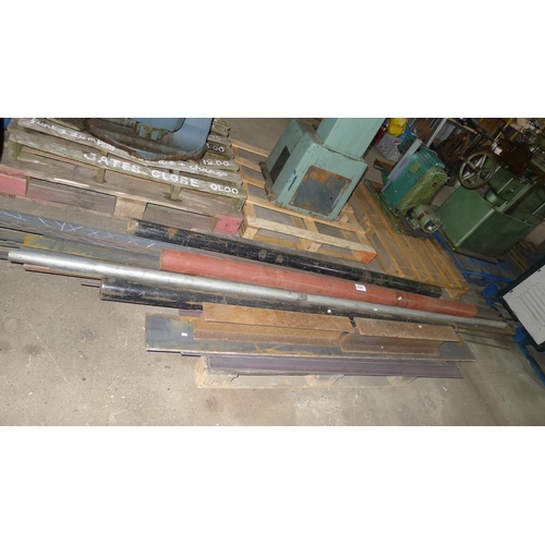 2038 - 1 pallet containing a quantity of stock steel including flat bar, flat plate, solid bar, tube, angle... 