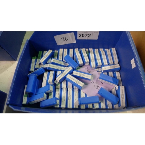 2072 - 1 box containing 660 HSS jobber drill bits comprising 260 x 1.9mm & 400 x 0.65mm