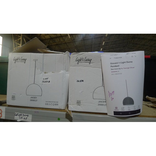 1257a - 2 x dome pendant lights type Giovani RRP £72 each