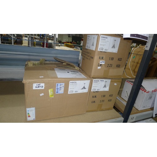 1257d - 3 matching pendant lights by Dar type Ardeche (2 med, 1 large) RRP £97 each