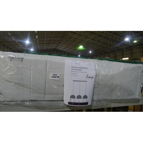 1257m - A 3 lamp kitchen island pendant light type Giovani RRP £169