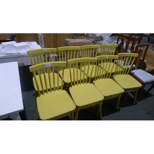 159 - 8 yellow wooden chairs type Hexham