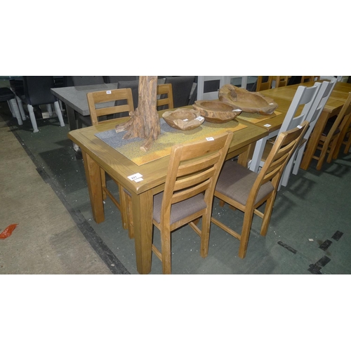 221 - 1 oak extending dining table & 4 ladder back dining chairs approx 80x120cm/160cm extended