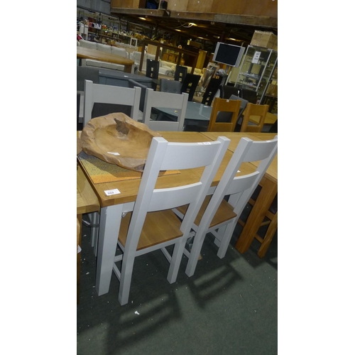 222 - 1 oak / French grey extending dining table & 4 ladder back dining chairs approx 80x120cm/160cm exten... 