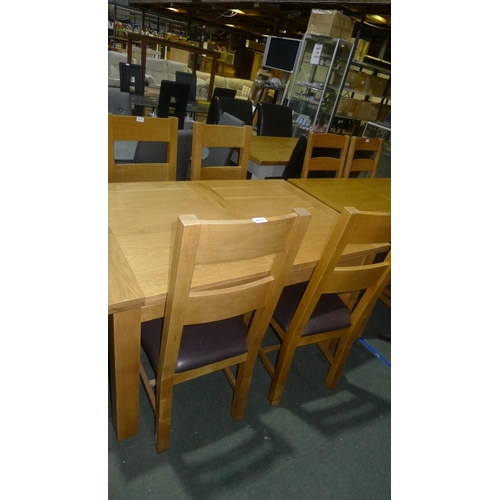 223 - 1 oak double extending dining table & 4 ladder back dining chairs approx 92x136cm/200cm extended