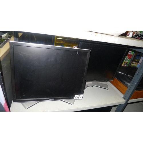 296a - Two large computer monitors by Dell model number 2007FPB - 240v trade