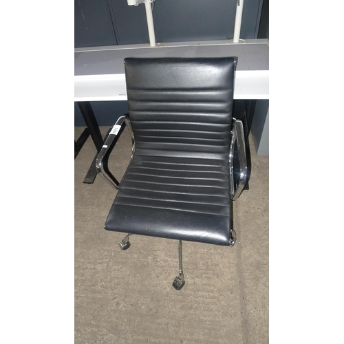 1073 - 1 black upholstered chrome framed office swivel chair