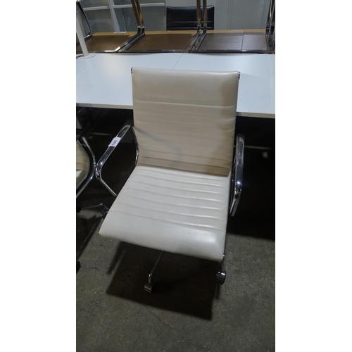 1080 - 1 cream upholstered chrome framed office swivel chair